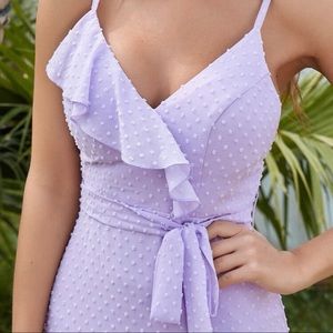 Ruffle Trim Belted Mermaid Dress